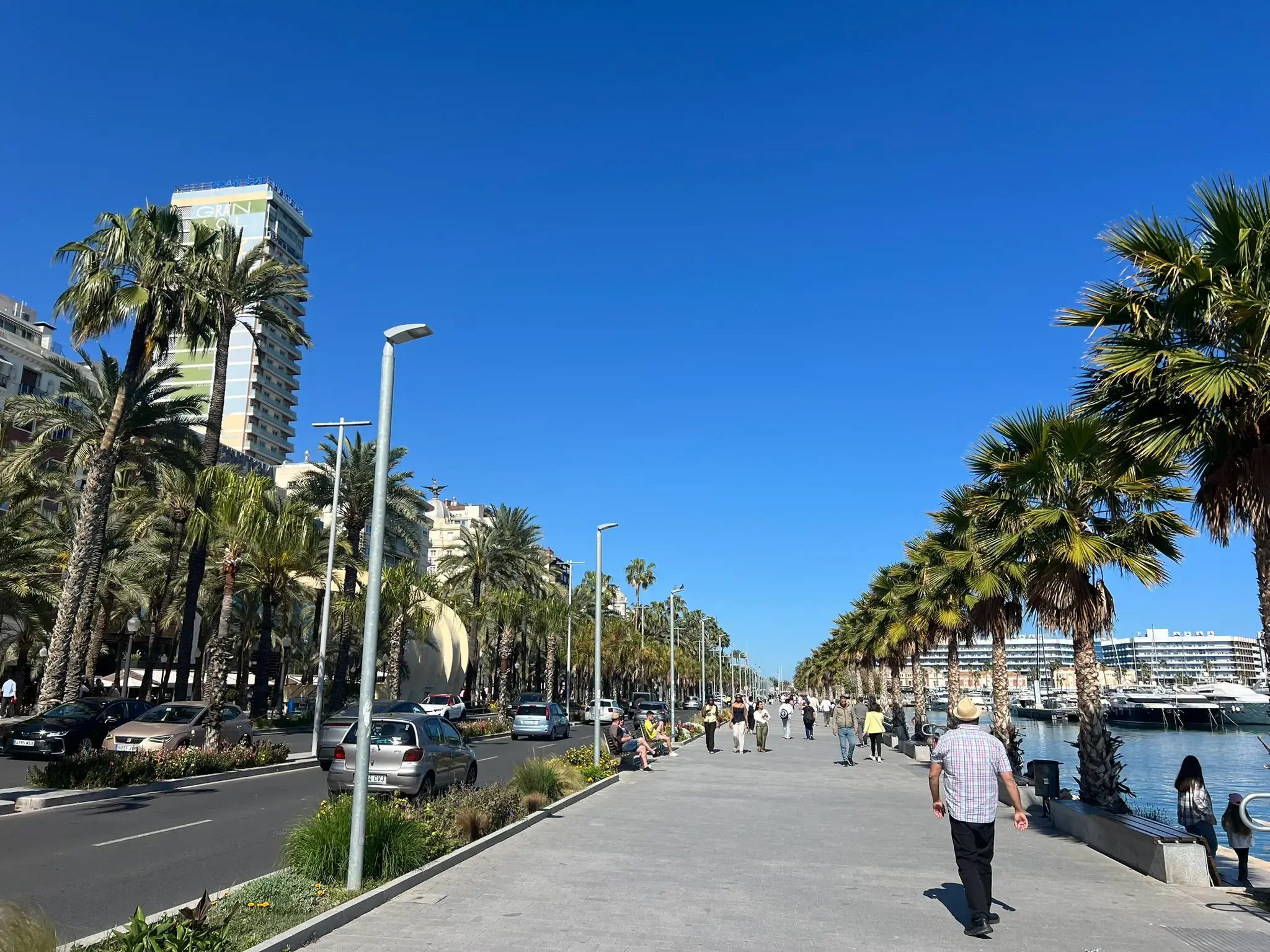 Gran Sol hotel viewed from Alicante Marina promenade