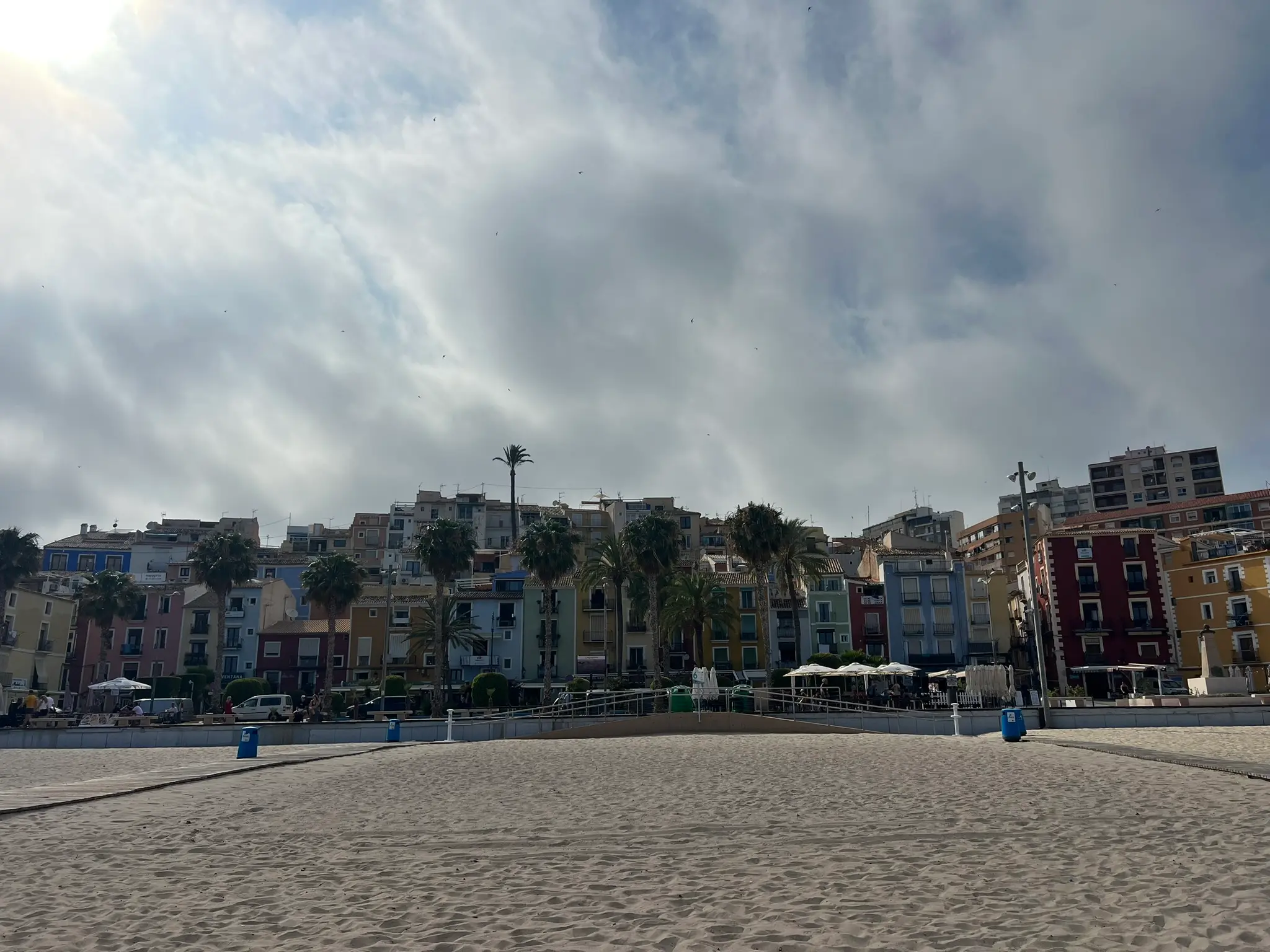 Villajoyosa colourful waterfront fishermen's houses and beach, Costa Blanca